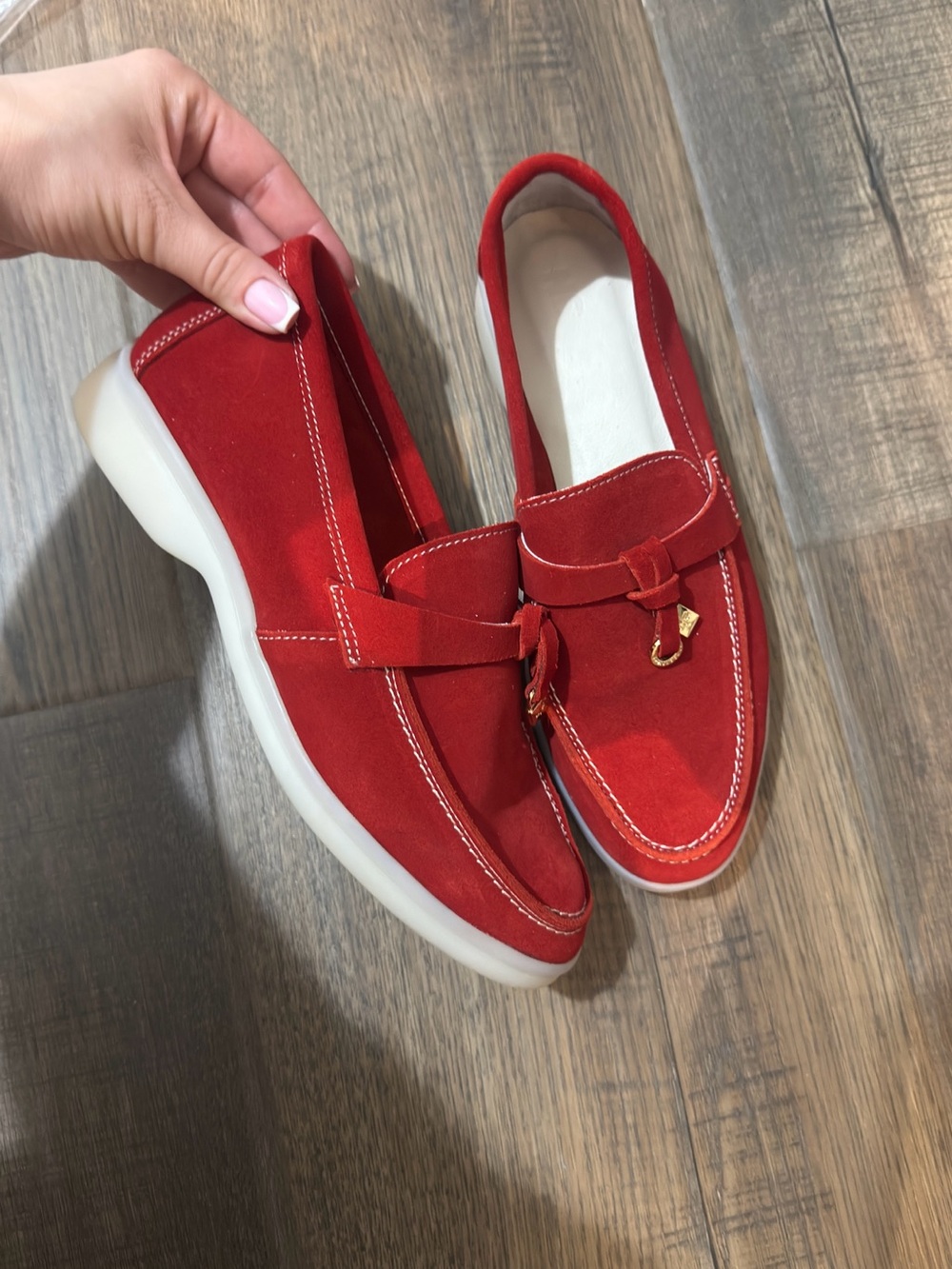 Women's Red Suede Loafer with Tassel Accent